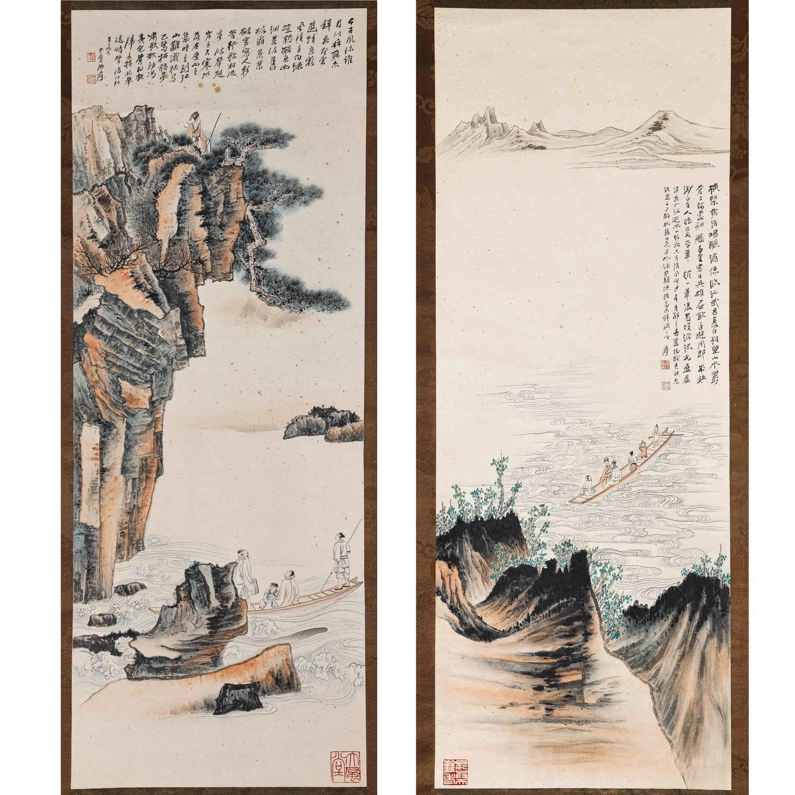 Landscape by Zhang Daqian: L . 108.5 cm . W . 41.5 cm .