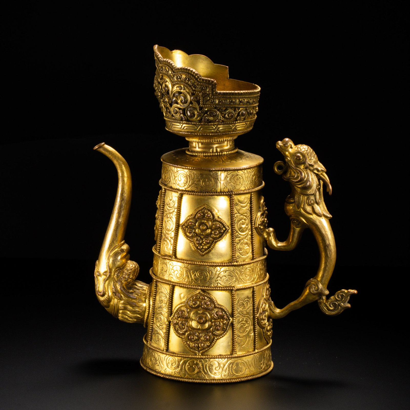 Chinese Qing Dynasty Gilt Bronze Ewer (1 of 15)