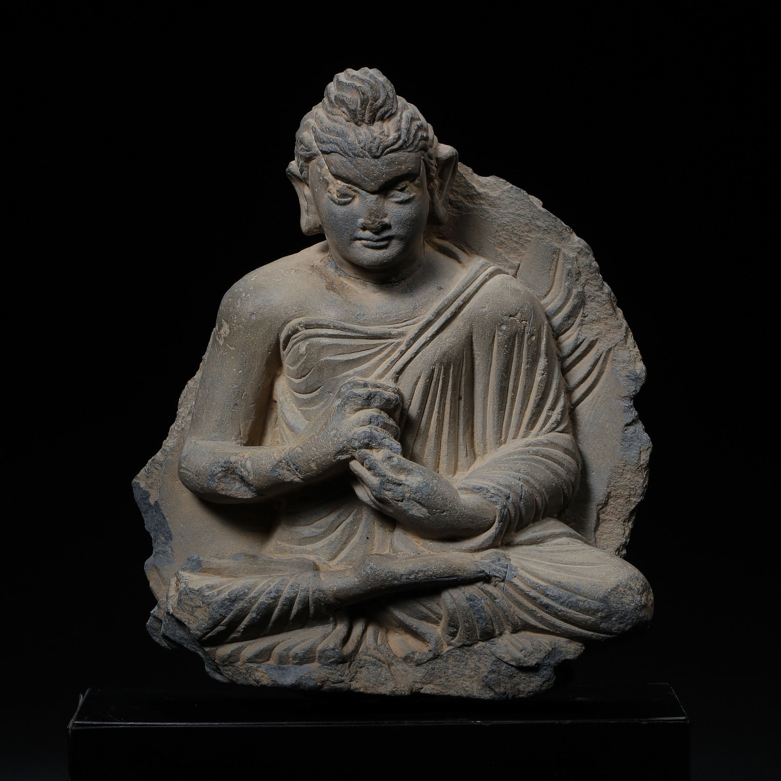 Chinese 2nd century AD Gandhara bluestone seated Buddha statue (1 of 9)