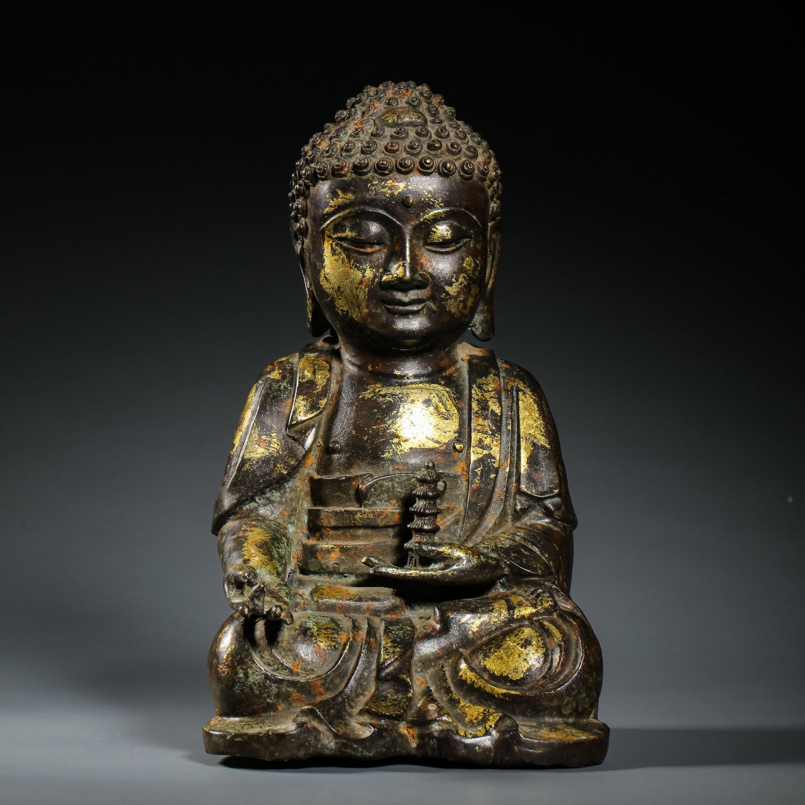 Chinese Ming Dynasty Gilt Bronze Seated Buddha Statue (1 of 10)