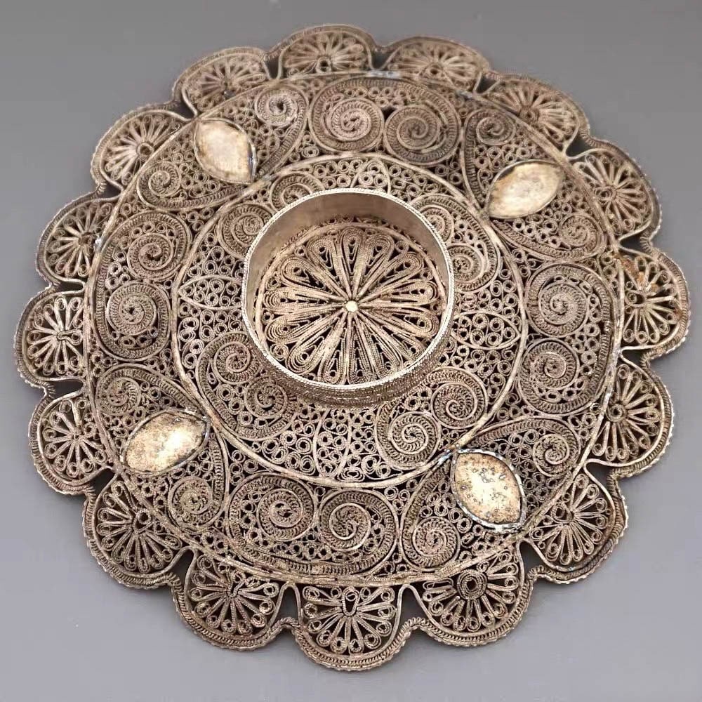 Sterling silver filigree dish - 3