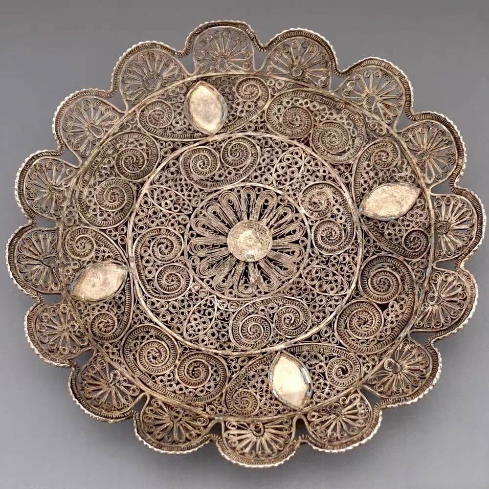 Sterling silver filigree dish - 4