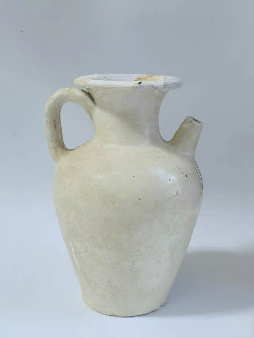 Mid-Prosperous Tang Dynasty Gongxian Kiln Ivory White Glaze Ewer (1 of 7)