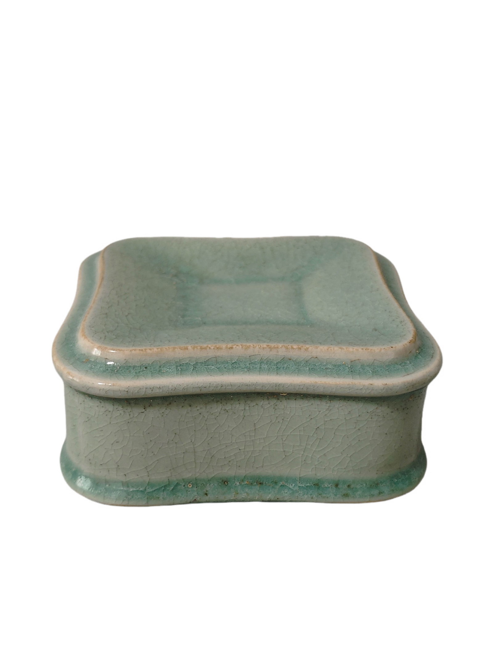 Northern Song Linru Kiln Crab-Claw Crackle Sky-Celadon Square Lidded Stationery Box: Northern Song Linru Kiln Crab-Claw Crackle Sky-Celadon Square Lidded Stationery BoxDimensions: Width approx. 15 cm (5.91 inches)Condition: Original matching lid and body, fully intact with no cracks, 