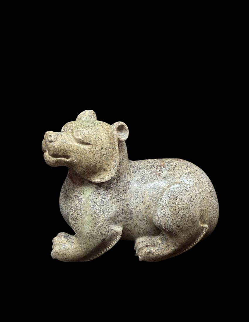 Recumbent Jade Bear: Recumbent Jade BearSuggested Period: Han DynastyDimensions: Length 10.9?cm (4.29 in), Width 6.27?cm (2.47 in), Height 8.1?cm (3.19 in); Weight 702?gCondition: Fully carved from a single block of