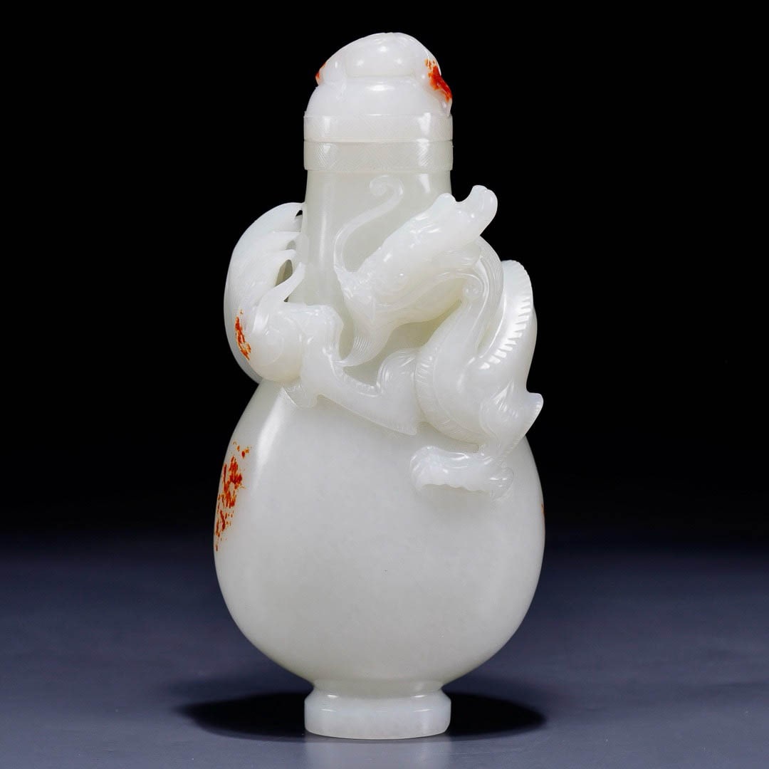 Hotan Jade Covered Vase with Coiling?Dragon Carving (1 of 9)