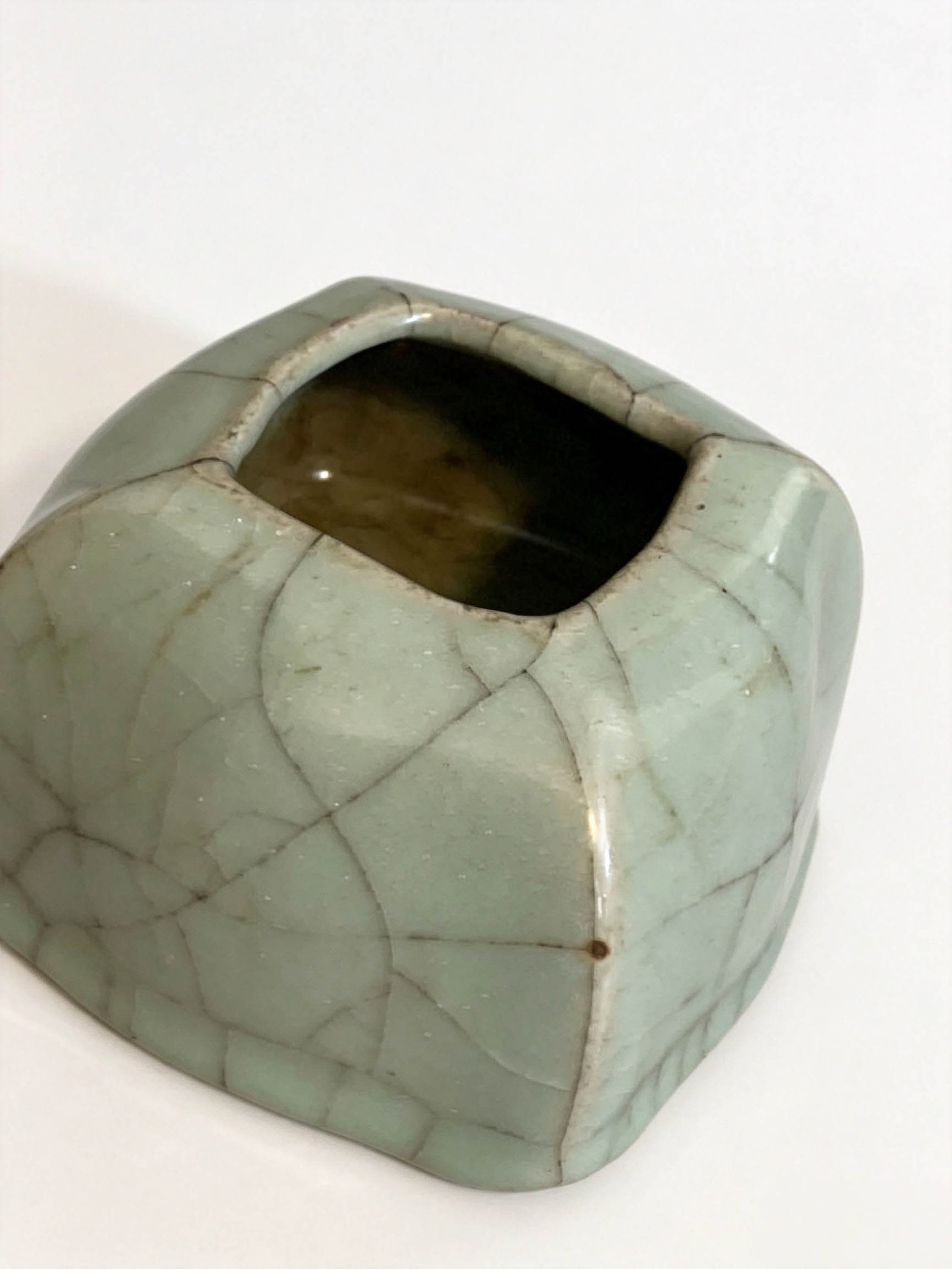 Square Crackled Celadon Water Coupe - 2