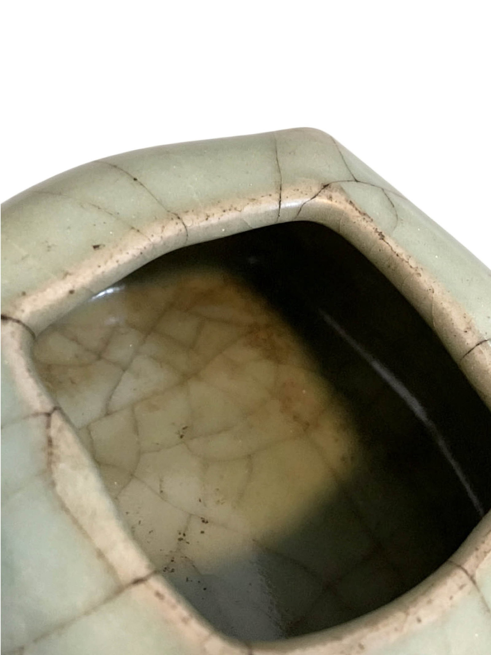 Square Crackled Celadon Water Coupe - 3