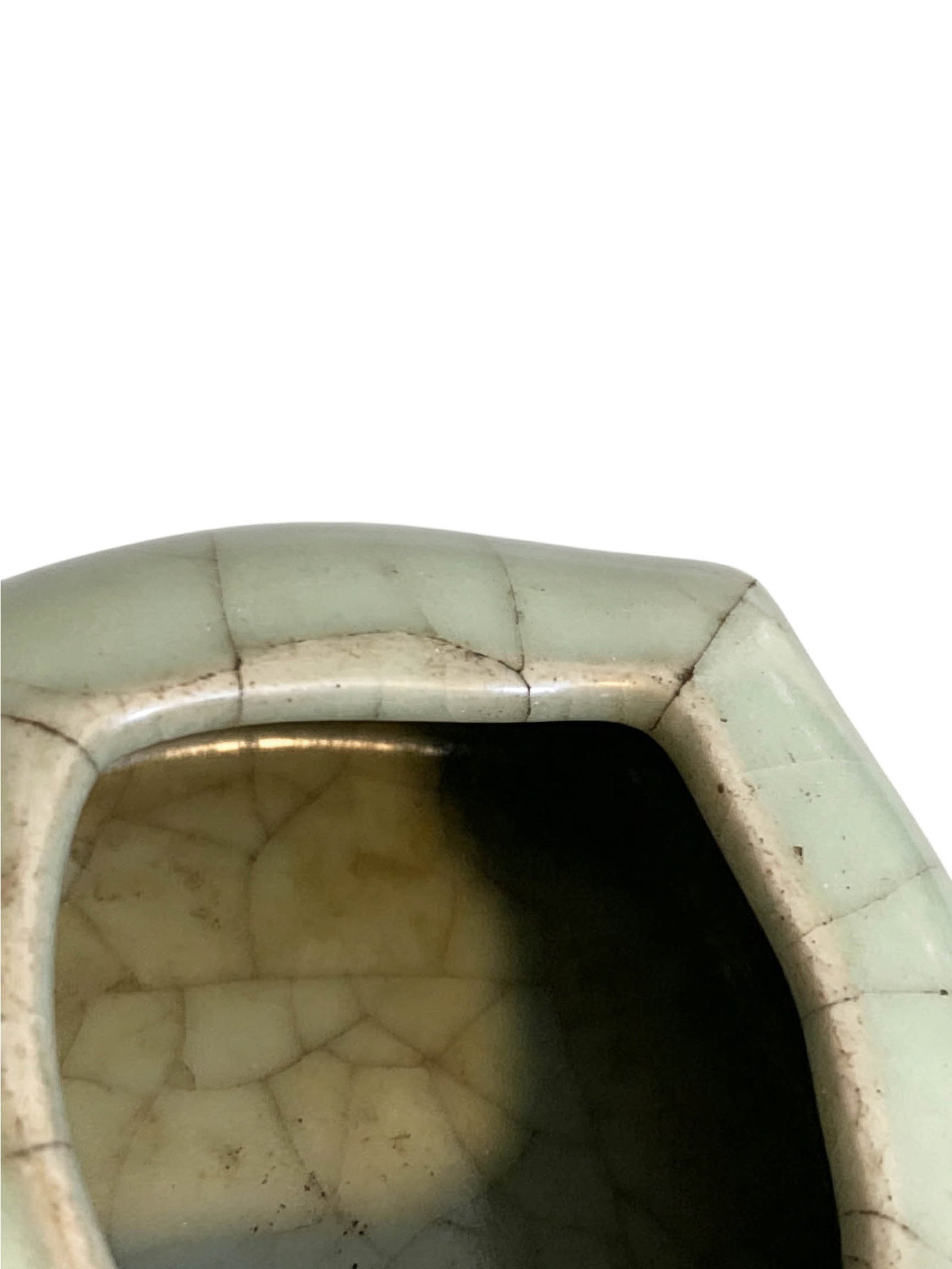 Square Crackled Celadon Water Coupe - 4
