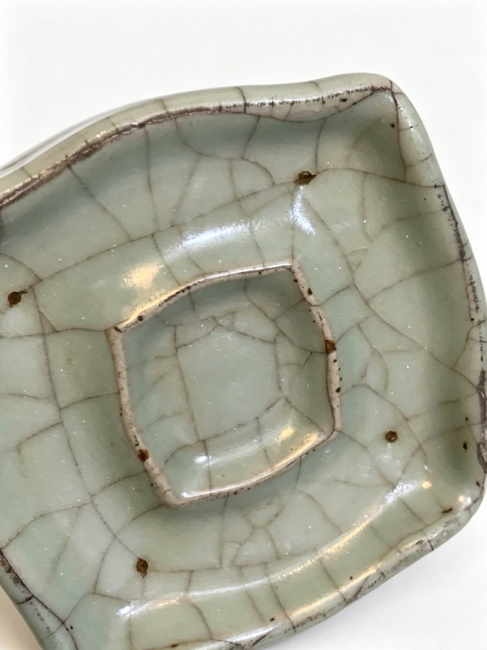 Square Crackled Celadon Water Coupe - 5