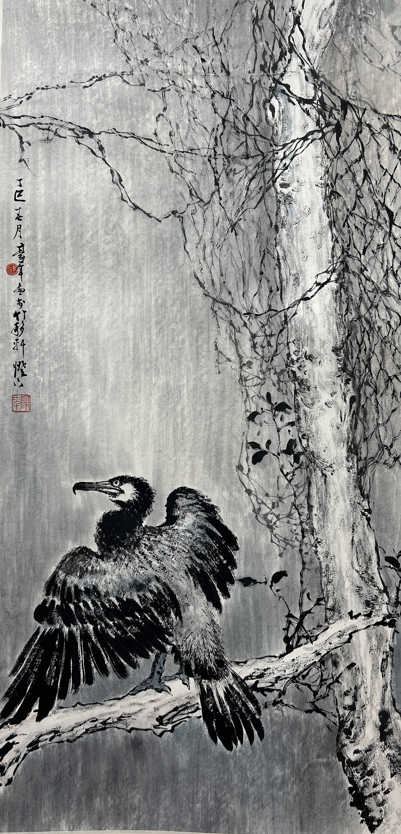 Ou Haonian, “Cormorant and Fishing Net,?? hanging scroll on paper (1 of 7)