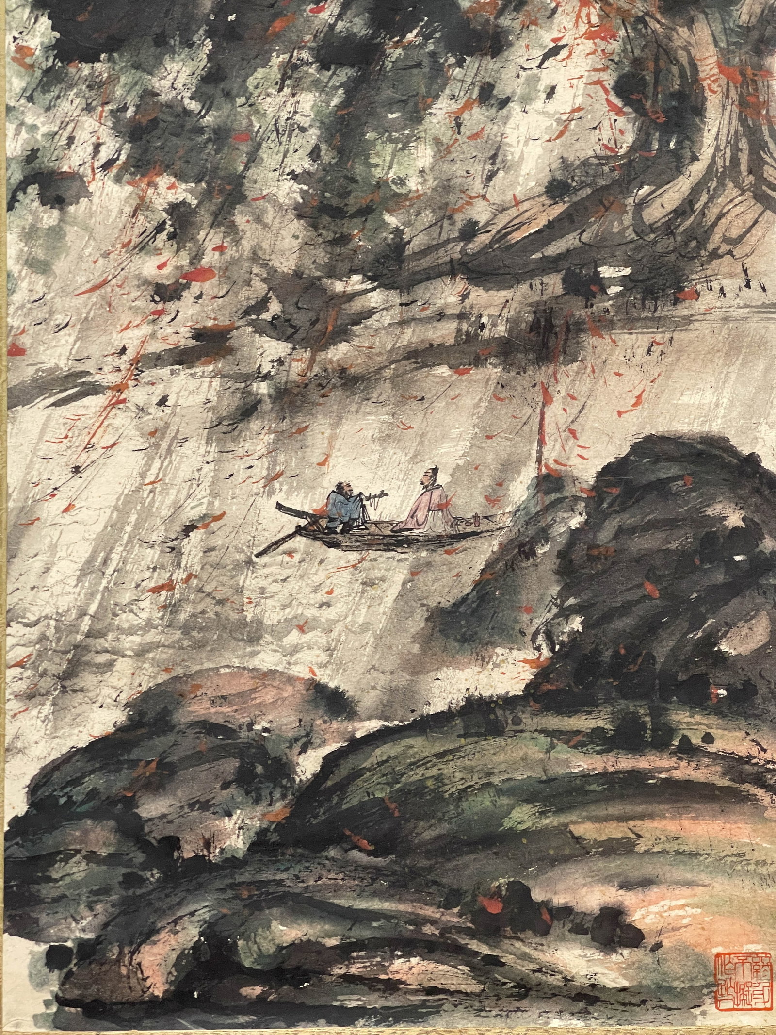 Fu Baoshi, Boating, hanging scroll on paper - 5