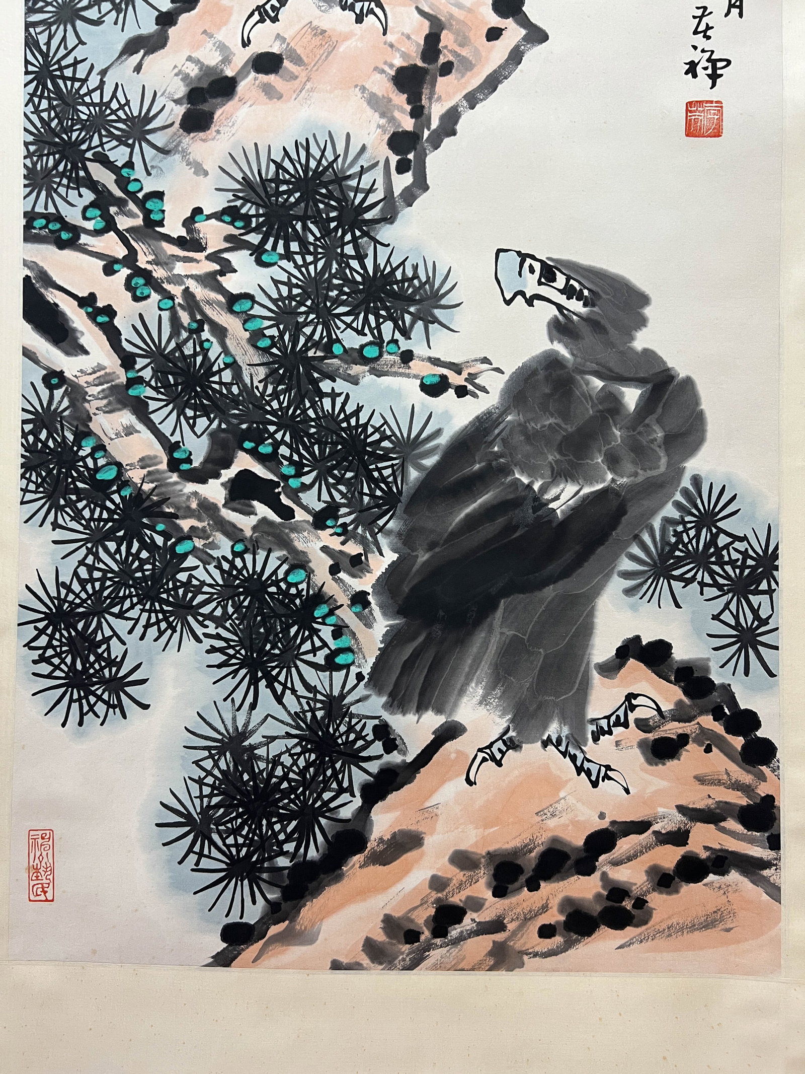 Li Kuchan: Pine and Eagle, vertical hanging scroll on paper - 4