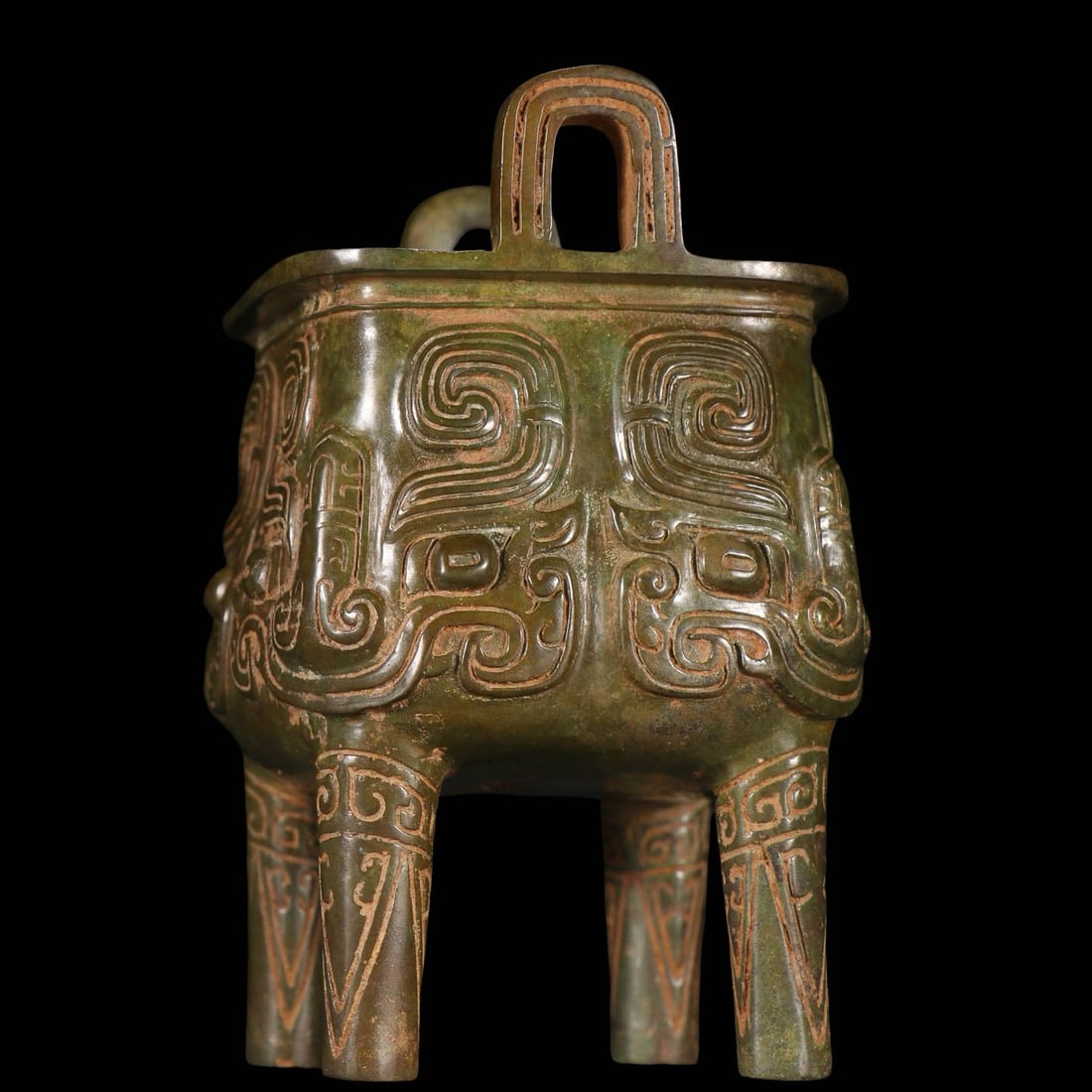 Bronze Rectangular Ding with Taotie?Mask Decoration - 3