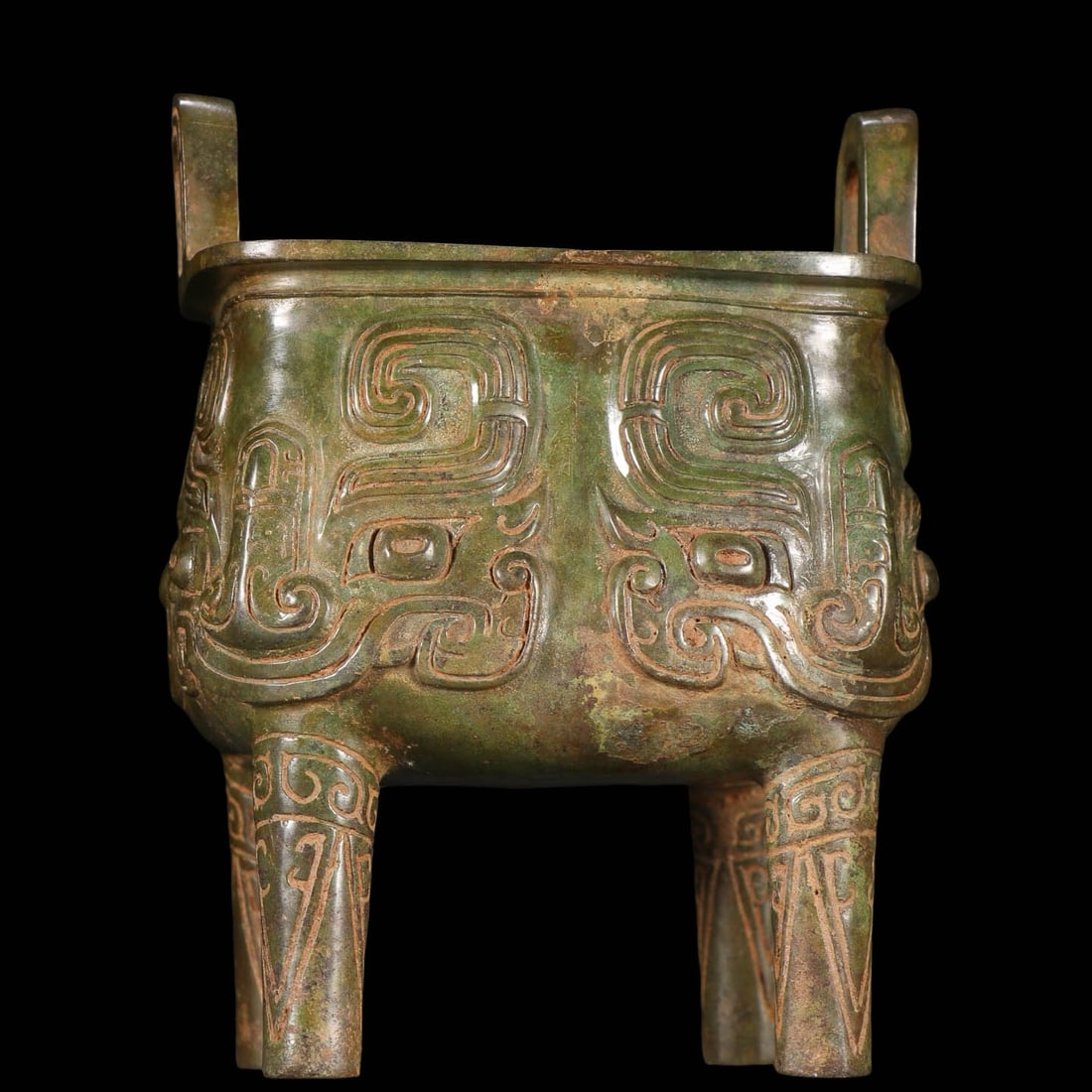 Bronze Rectangular Ding with Taotie?Mask Decoration - 5