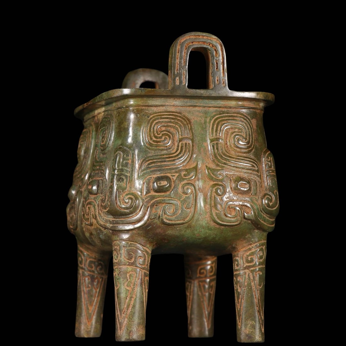 Bronze Rectangular Ding with Taotie?Mask Decoration - 7