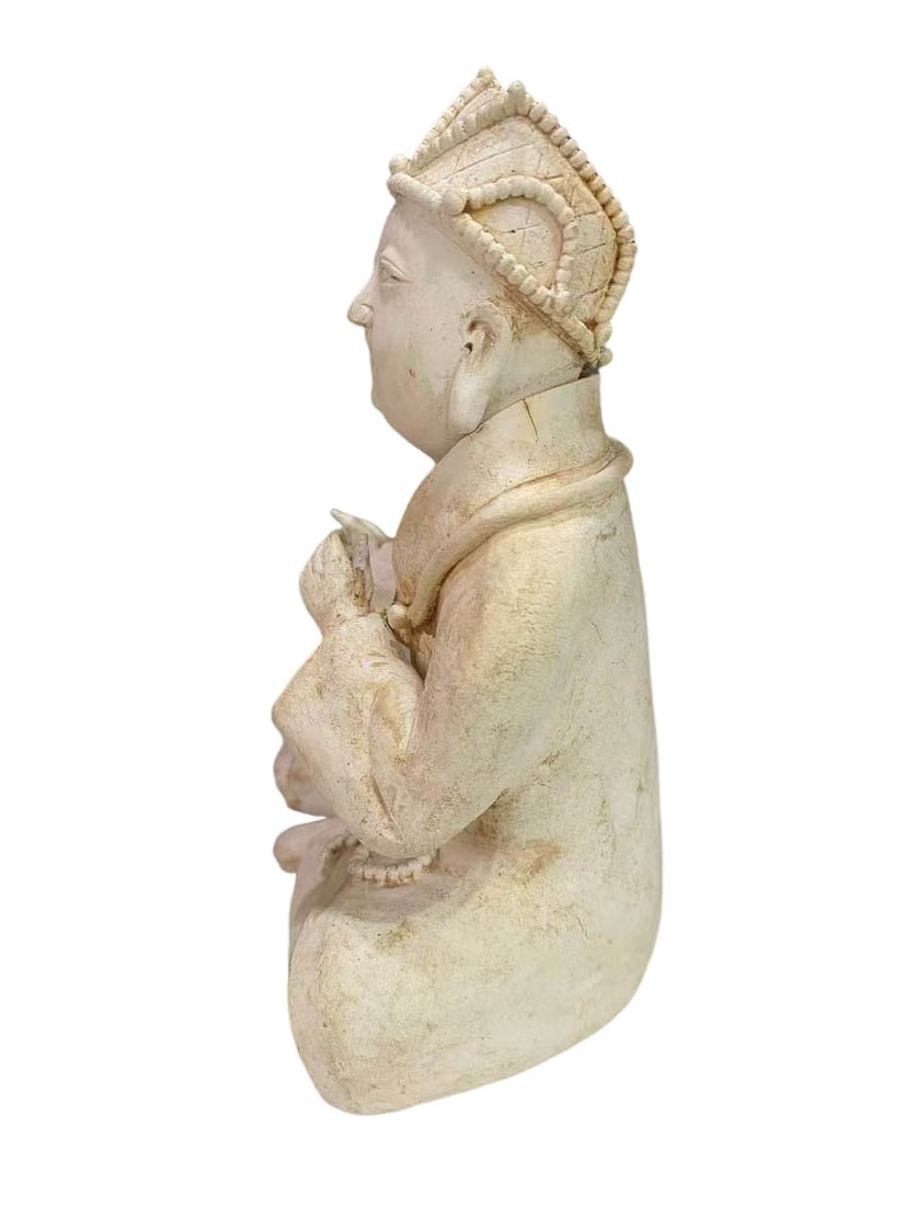 Unglazed Seated Foreign?Figure Statuette - 2