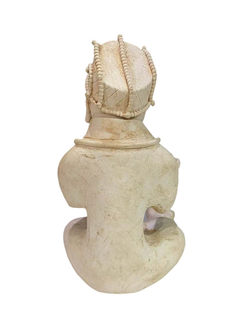 Unglazed Seated Foreign?Figure Statuette - 4