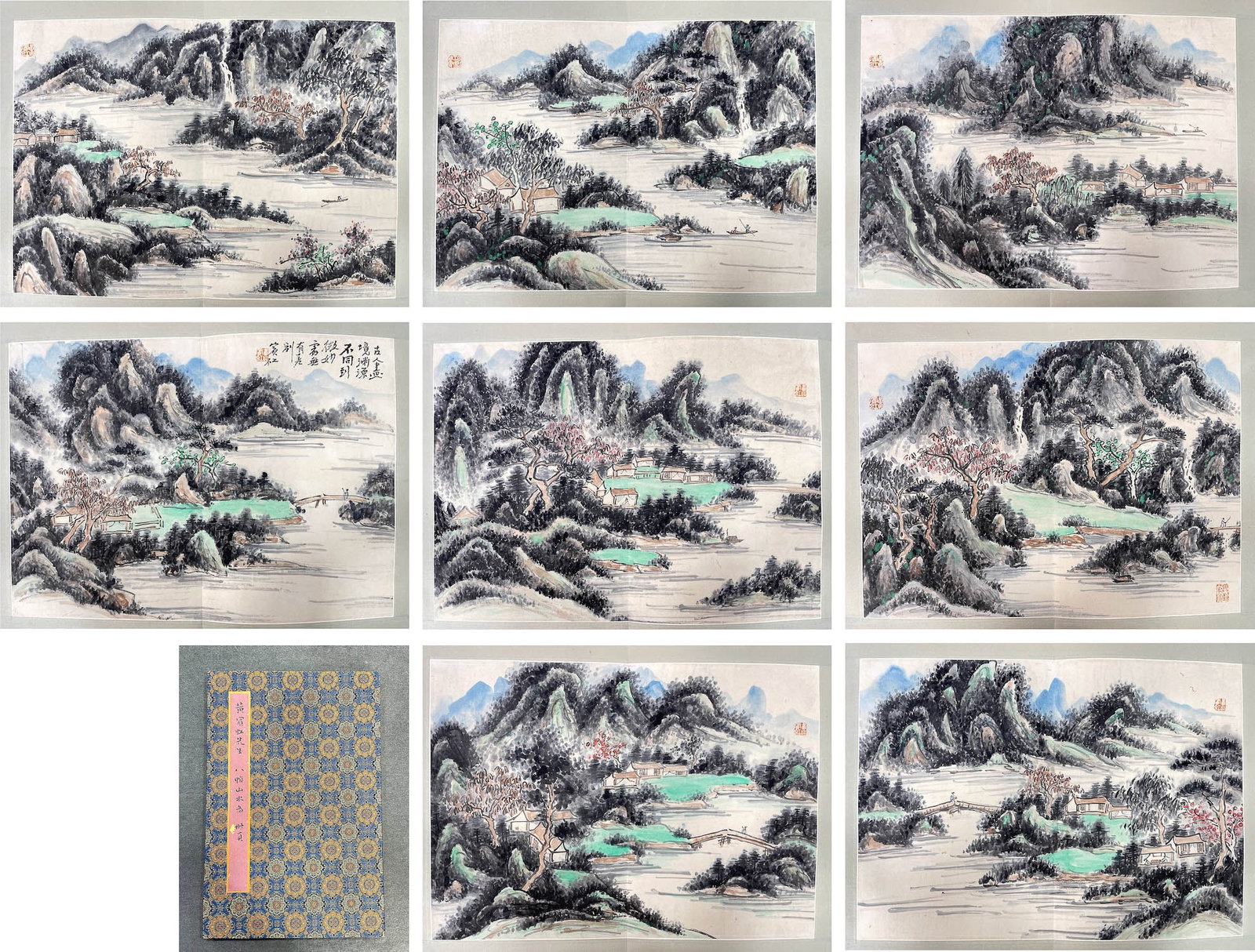 Huang Binhong, “Landscape,?? eight-panel album on paper: 35*49cm;