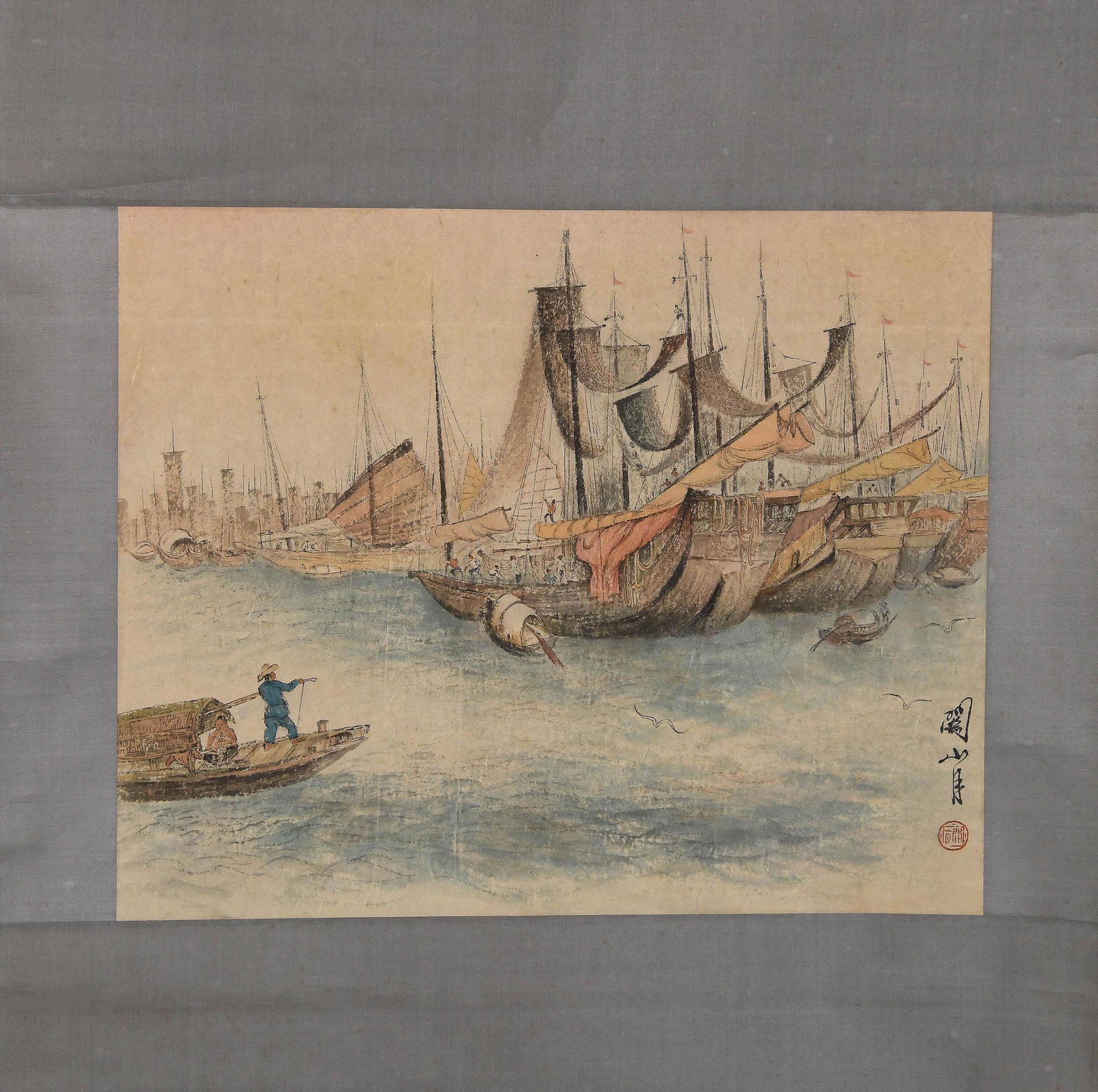 A CHINESE PAINTING OF BOATING, GUANSHANYUE (1 of 9)