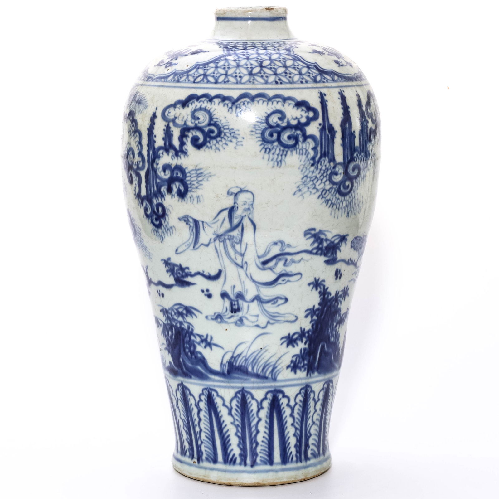 A BLUE AND WHITE PLUM VASE, 17TH CENTURY (1 of 10)