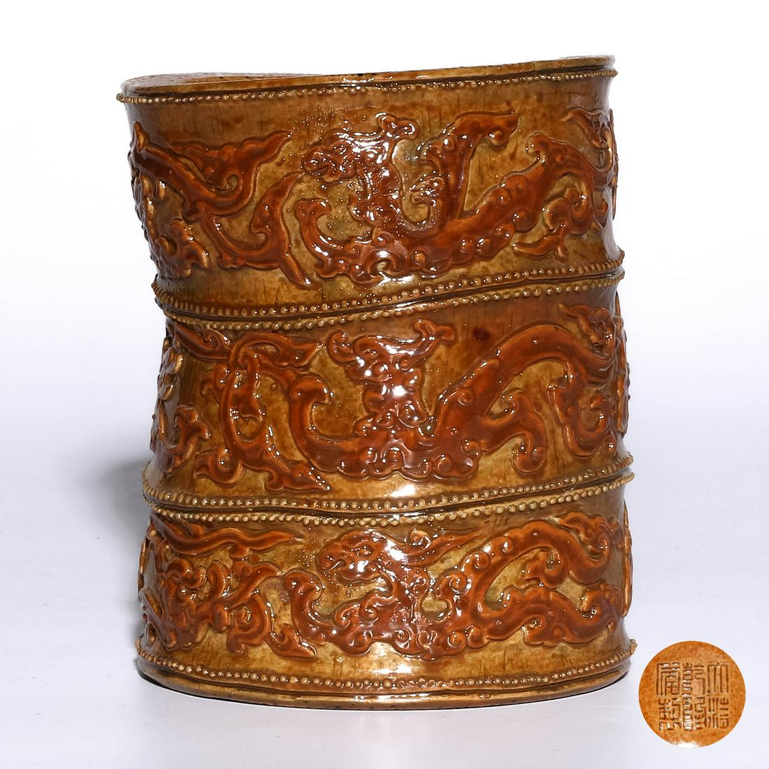 A BAMBOO SHAPED BRUSHPOT, QIANLONG MARK (1 of 6)