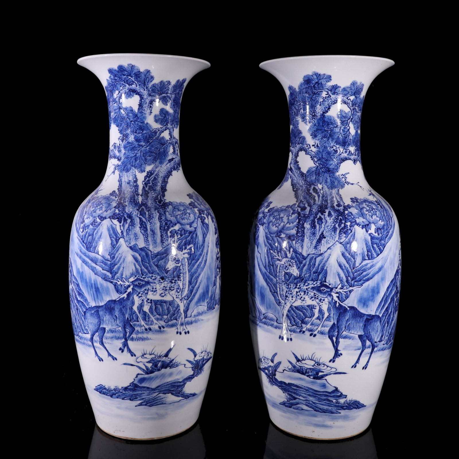 PAIR BLUE AND WHITE VASES (1 of 11)