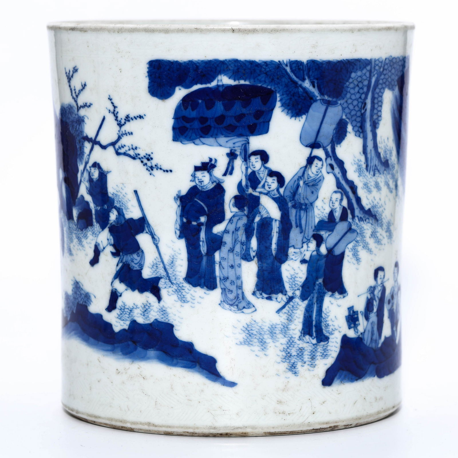 A Blue and White Figures in Landscape Brush-pot (1 of 9)