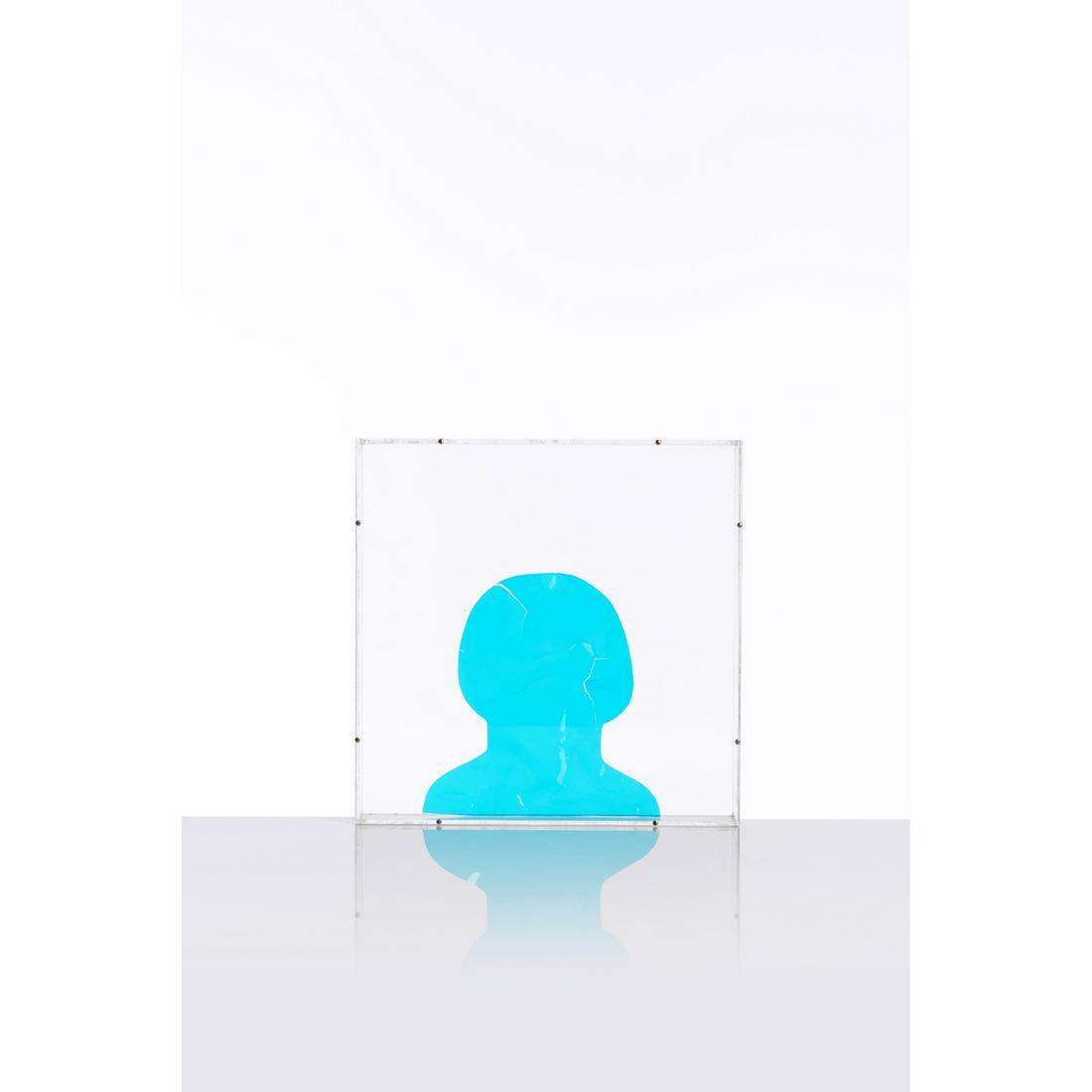 Martial Raysse (born in 1936): Martial Raysse (born in 1936) Proposition n°1: L'originalité d'une forme se mesure à sa propension à s'exercer sur tout état, Illustration petit f, circa 1968 1968 Blue transparent plastic crumpl