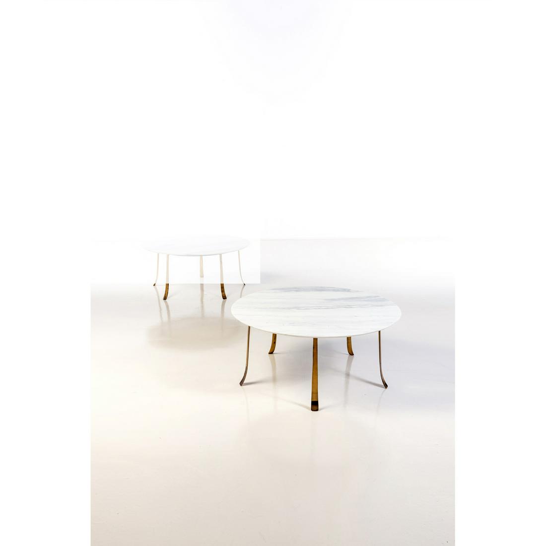 Paolo Buffa (1903-1970) Coffee table: Paolo Buffa (1903-1970) Coffee table Marble, lacquered metal and brass Edited by Marelli & Colico, Cantu Creation date: circa 1940 H44,5 x Ø100 cm