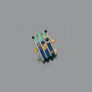 Antonio Cagianelli (born 1968) Egypt collection Large: Antonio Cagianelli (born 1968) Egypt collection Large ring in turquoise resin and inlay plexi colored glass balls and gold metal elements Unique piece Monogrammed 2019 Dimensions: 6 x 5 cm - Size: Adj
