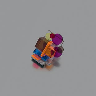 Antonio Cagianelli (born 1968) Ring "Costruzioni": Antonio Cagianelli (born 1968) Ring "Costruzioni" Plexiglass transparent or colored and gray marble Unique piece. Monogrammed. 2012 Dimensions: 6.5 x 5 cm - Size: 56