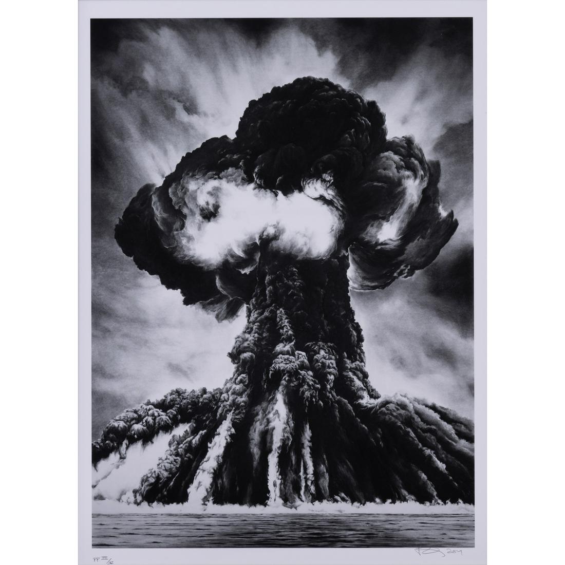 Robert Longo (born 1953) Russian Bomb or Semipalatinsk: Robert Longo (born 1953) Russian Bomb or Semipalatinsk - 2011 Digital black and white print on vellum paper, full margins Signed, dated "2011" and justified "PP III/V" Published by Hatje Cantz Verlag,