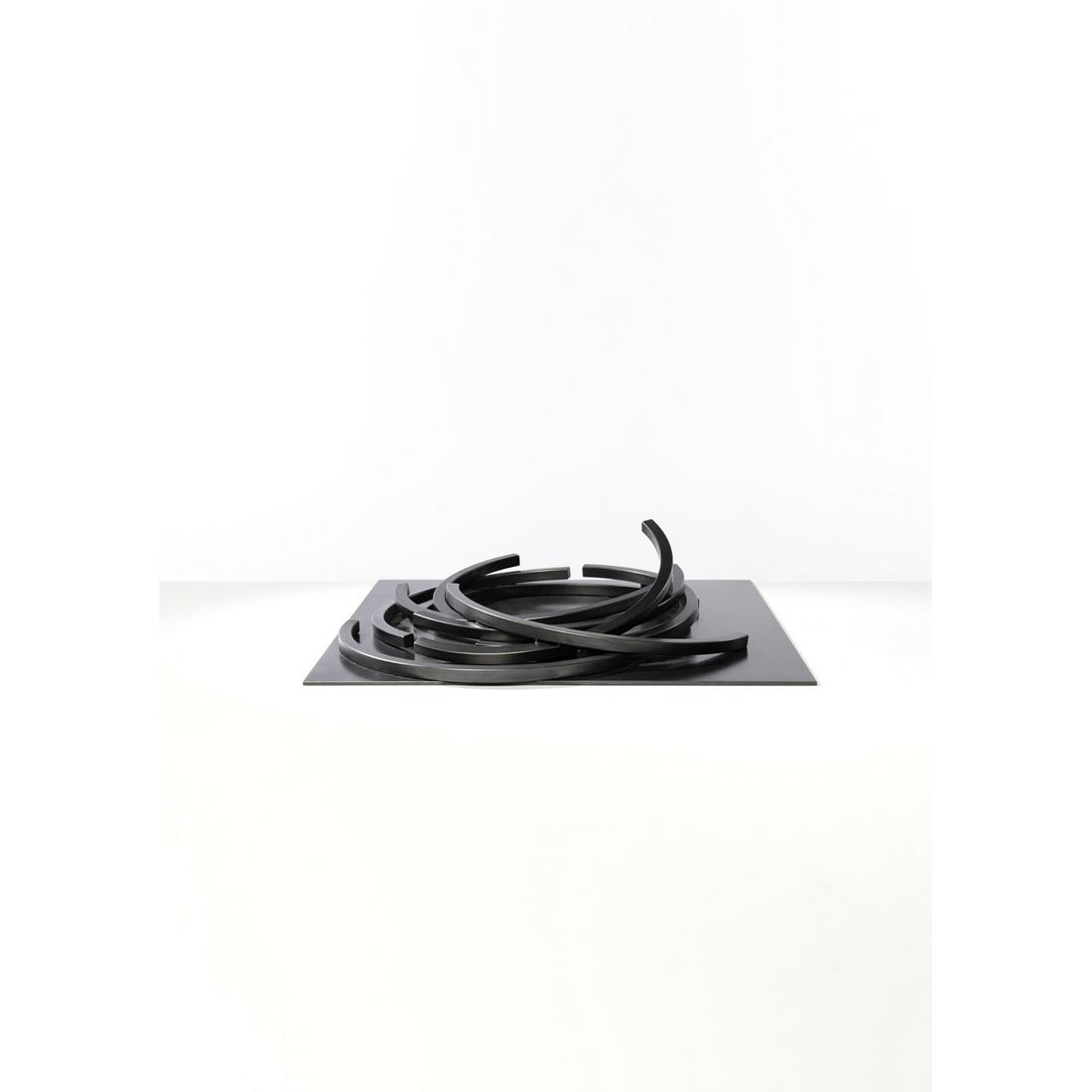 Bernar Venet (born 1941) Effondrement: 10 Arcs - 2016: Bernar Venet (born 1941) Effondrement: 10 Arcs - 2016 Polished steel and anthracite patina sculpture Titled in the relief patterns Initials "BV" carved beneath the base, numbered 5/27 (D): 15 x 50 x 5