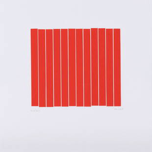 Vera Molnar (born 1924) Rectangles rouges superposes -: Vera Molnar (born 1924) Rectangles rouges superposes - 1990-2003 Silkscreen in pink on paper, full margins Signed dated "90-03" and numbered 7/45 58,2 x 58,4 (approx.) - framed Excellent condition