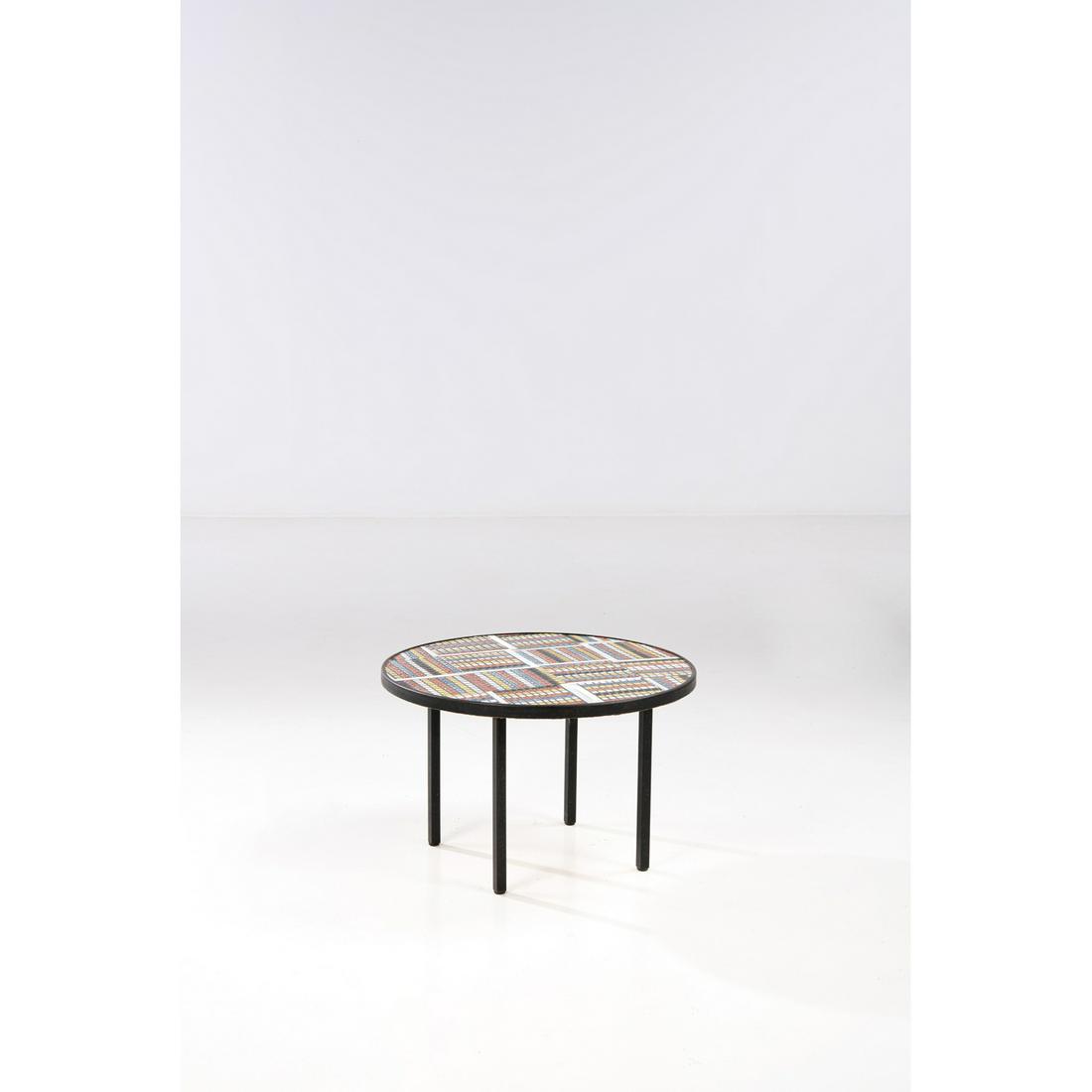 Roger Capron (1922-2006) Coffee table: Roger Capron (1922-2006) Coffee table Metal and ceramic Signed 'R. Capron' on the side of the tabletop Creation date: circa 1965 H39×Ø61,5cm
