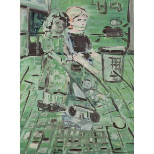 Adam Adach (born 1962) 97 Anielka, 2003: Adam Adach (born 1962) 97 Anielka, 2003 Mixed media on marouflaged paper on canvas Signed, dated, titled and located on the reverse 81,5 × 60 cm Provenance: - Galerie Jean Brolly, Paris - Europea