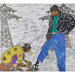 Kura Shomali (born 1979, Democratic Republic of the: Kura Shomali (born 1979, Democratic Republic of the Congo) La petite cireuse Ink, gouache and acrylic on paper Signed on the bottom right 61 x 66 cm