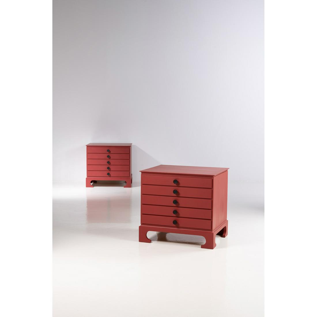 Kaj Gottlob (1887-1976) Pair of cabinets: Kaj Gottlob (1887-1976) Pair of cabinets Painted pinewood and tinted wood Creation date: circa 1930 H 73×L 77,5×P 64 cm Provenance: Kaj Gottlob family