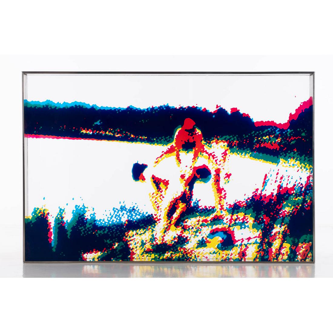 ƒ Alain Jacquet (1939-2008) Thomas Eakins, water: ƒ Alain Jacquet (1939-2008) Thomas Eakins, Swimming hole, 1967 Set of three acrylics on Plexiglas (blue, yellow, red) encased in metal Dated and annotated on the bottom right: "AJ-PLEX-SM-67-1-A" 122