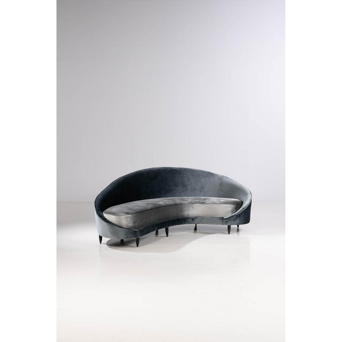 Federico Munari (XX) Sofa: Federico Munari (XX) Sofa Velvet and painted wood Creation date: circa 1950 H 86 × L 233 × P 130 cm