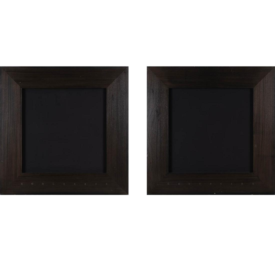 Gerhard Merz (born 1957) Construire MCMLXXXIX,: Gerhard Merz (born 1957)Construire MCMLXXXIX, (Diptych), 1988Mixed media and black-stained solid wood frame and inlaid metal letteringSigned and titled on the reverse175 x 350 cmProvenance :- Collecti