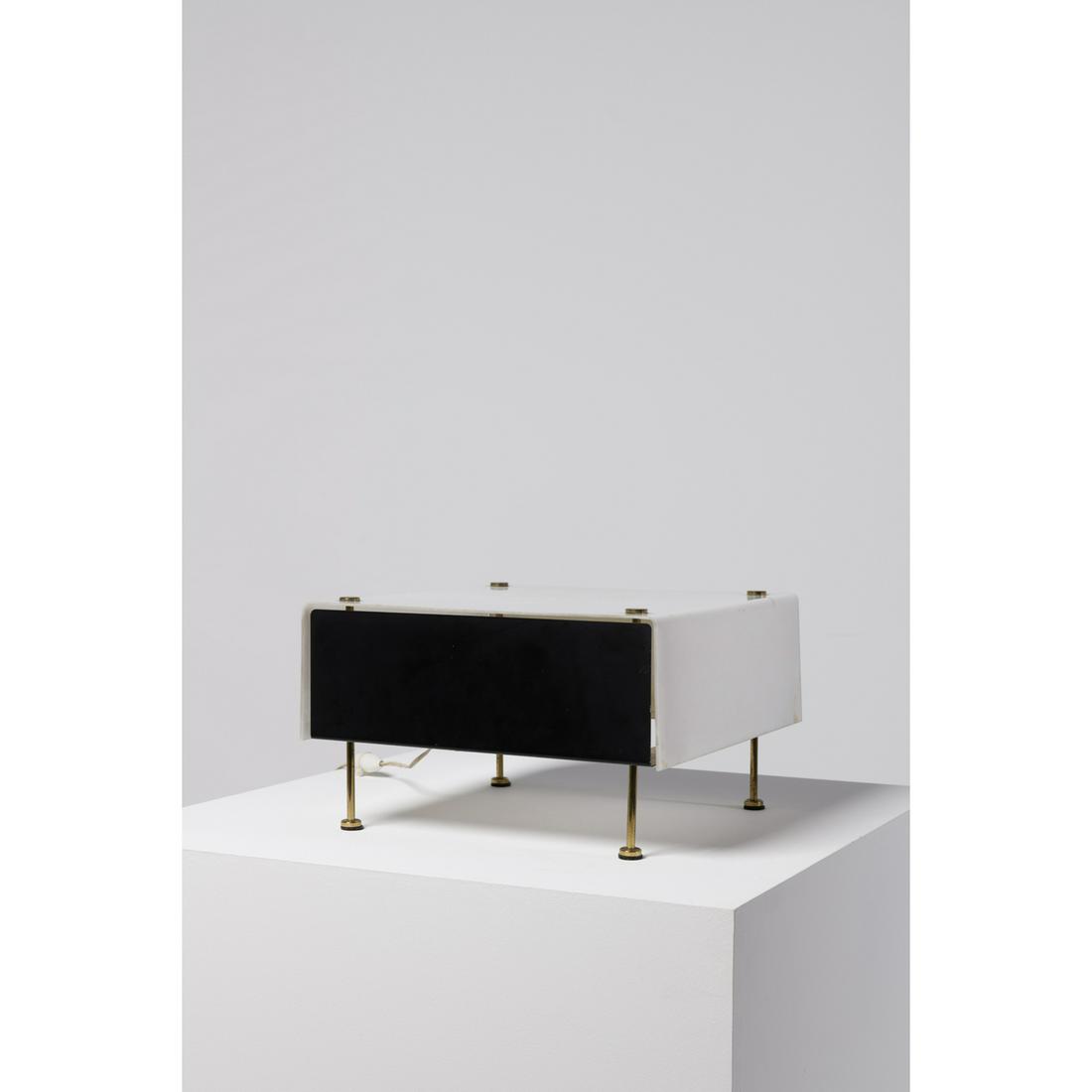 Pierre Guariche (1926-1995) Lamp, model G60: Pierre Guariche (1926-1995) Lamp, model G60 Lacquered metal, Plexiglas and brass Pierre Disderot edition Creation date: 1959 H 10×L 34×P 34cm Bibliography: Pierre Guariche, L. Blaisse et al.