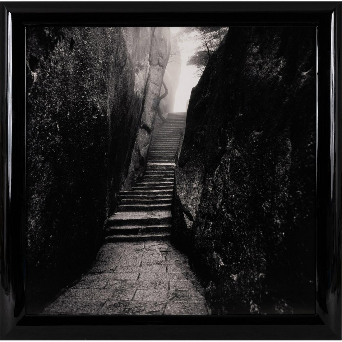 Josef Hoflehner (born 1955) Stairway - Huangshan,: Josef Hoflehner (born 1955)Stairway - Huangshan, Anhui, China, 2008Gelatin silver print on dibond panel and lacquered wood'Josef Hoflehner photographs - Certificate of authenticity - Stairway - Huangs