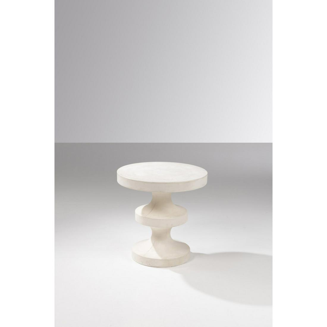 India Mahdavi (born 1962) Bishop: India Mahdavi (born 1962)BishopPedestal tableWhite plasterEdited by Galerie Pierre Bergé & Associés, limited edition of 6Creation date : 2009H 60 x Ø 60 cmExhibition : 'My name is Bisho