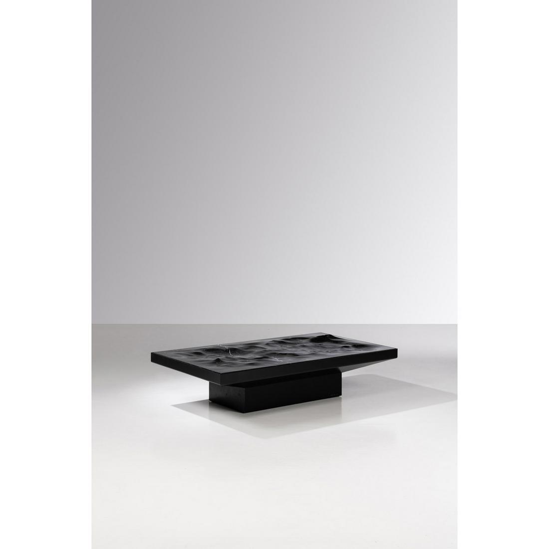 Mathieu Lehanneur (born 1974) Ocean Memories - Special: Mathieu Lehanneur (born 1974)Ocean Memories - Special orderCoffee tableBlack marquinia marble and lacquered metalLimited edition of 8 + 4 E.A.Engraved 'Mathieu Lehanneur 2014' on the footCreation date