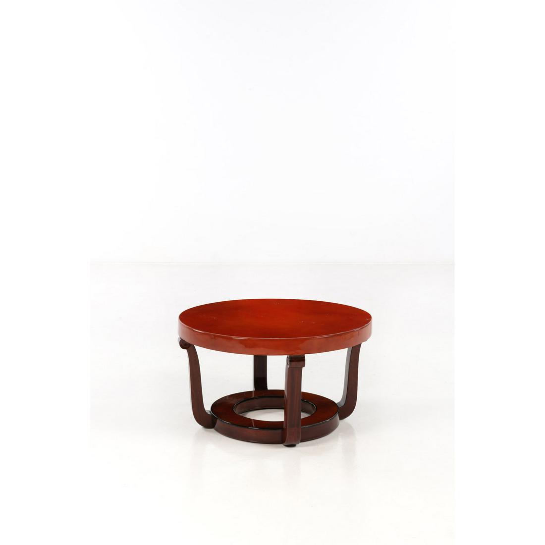 Louis Süe (1875-1968) and André Mare: Louis Süe (1875-1968) and André Mare (1885-1932)Coffee tableWood and natural lacquerCreation date: circa 1925H 46 × Ø 81 cmProvenance:- Galerie Makassar, Paris- Purchased from the