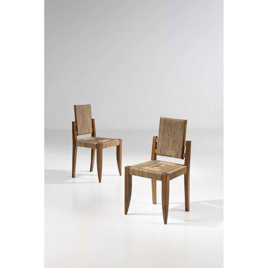 Victor Courtray (1896-1987) Pair of chairs: Victor Courtray (1896-1987)Pair of chairsOak wood blond and ropeCreation date: circa 1950H 86 × L 45 × P 43 cm