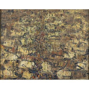 Ablade Glover (né en 1934, Ghana) Columned Group,: Ablade Glover (né en 1934, Ghana)Columned Group, 1983Huile sur toileSigné et daté "glo 83" en bas à droite. Numéroté, titré, daté "22, Colomned Group, 1983" au