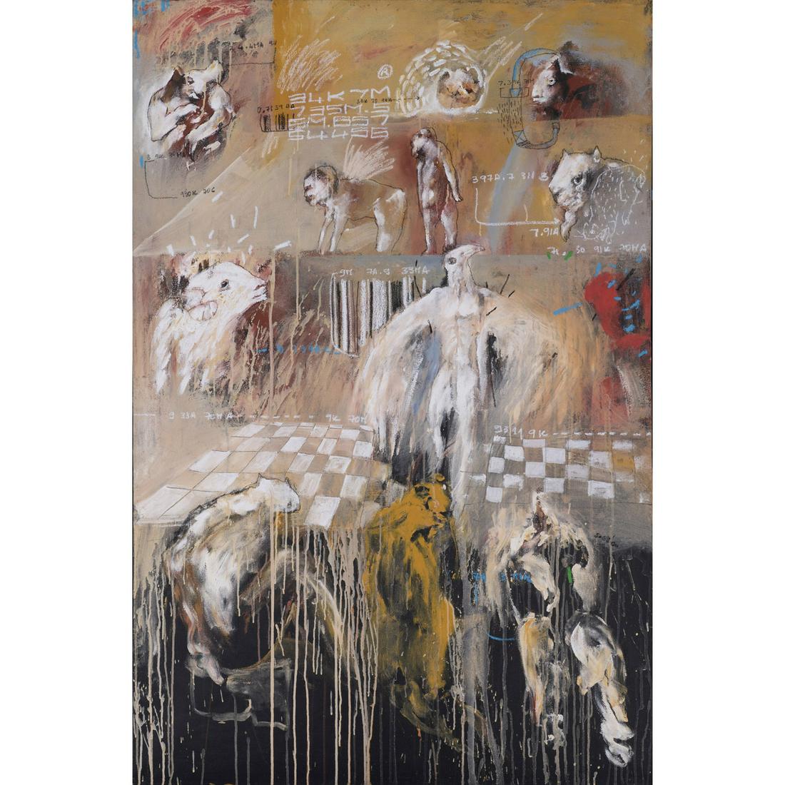 Soly Cissé (né en 1969, Sénégal): Soly Cissé (né en 1969, Sénégal)L'ange gardien, 2006Technique mixte sur toileSigné et daté "SOLY 06" à droite150 × 100 cm--ProvenanceCollection privée, Ita